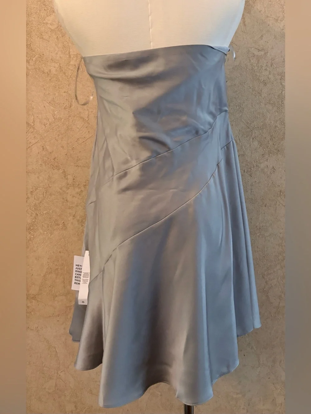 asos design Strapless Cowl Neck Satin Dress in Light Gray